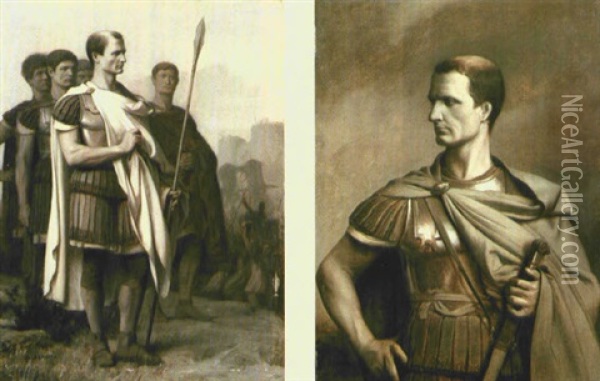 Julius Caesar And His Staff Oil Painting - Jean-Leon Gerome