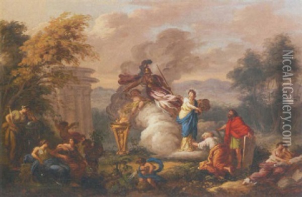 Allegorie Avec Minerve Et Uraine Oil Painting - Jean Jacques Lagrenee the Younger
