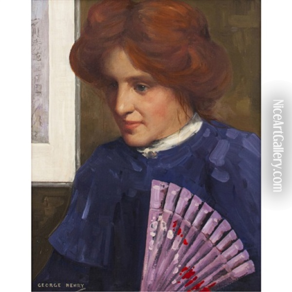 The Japanese Fan Oil Painting - George Henry