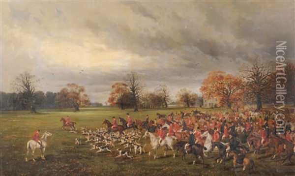 Atherstone Hunt - Cotton House Oil Painting - Henry Frederick Lucas Lucas