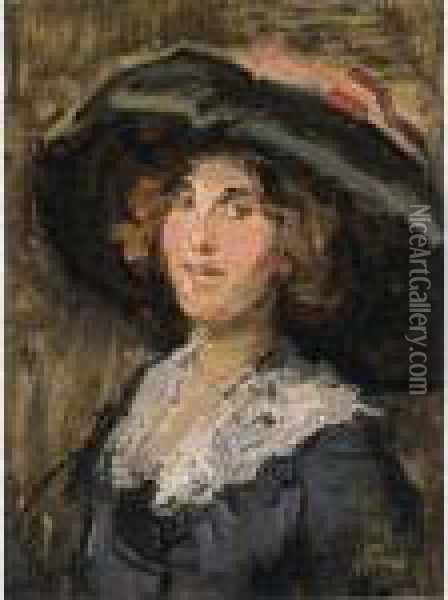 A Portrait Of Sophie De Vries Oil Painting - Isaac Israels