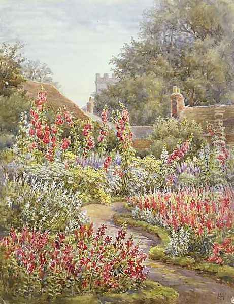 Hollyhocks Oil Painting - Lionel Charles Henley