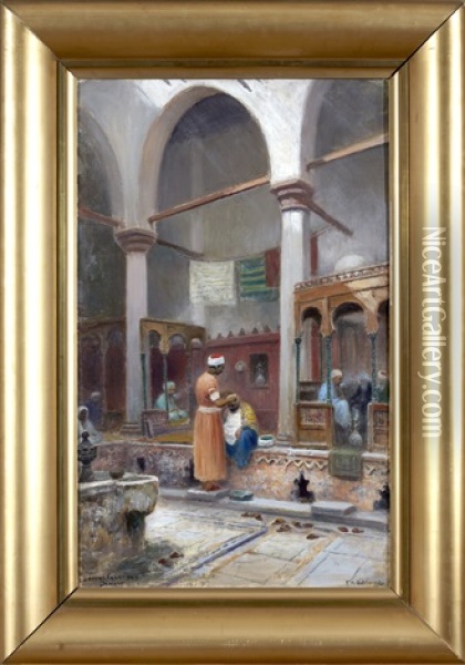 Badhusscen, Kairo Oil Painting - Frans Wilhelm Odelmark