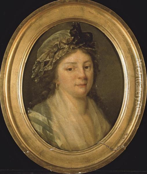 Portrait De Justine-louise Mercier, Tante De L'artiste Oil Painting - Adele Romany