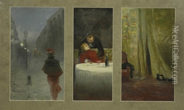 Uwiedziona (triptych) Oil Painting - Konstanty Gorski (Gorski)