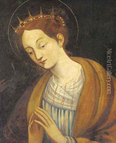 A female Saint at prayer Oil Painting - Sienese School