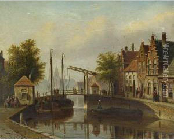 The Canal Oil Painting - Johannes Franciscus Spohler