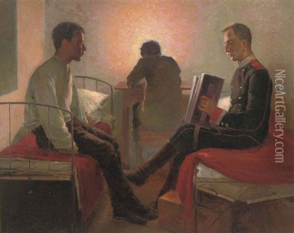 A Tune On The Squeezebox Oil Painting - Aleksei Stepanovich Stepanov
