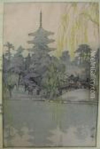 Sarusawa Pond Oil Painting - Hiroshi Yoshida