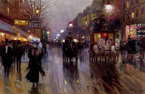 Rue De Paris Oil Painting - F. Coulis-Raymond