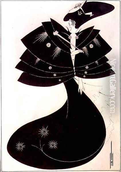 The Black Cape, illustration for the English edition of Oscar Wilde's play 'Salome', 1894 Oil Painting - Aubrey Vincent Beardsley