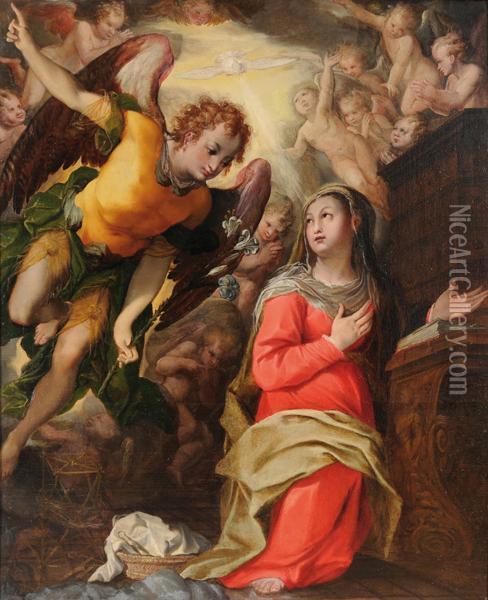 L'annunciazione Oil Painting - Domenico Beccafumi