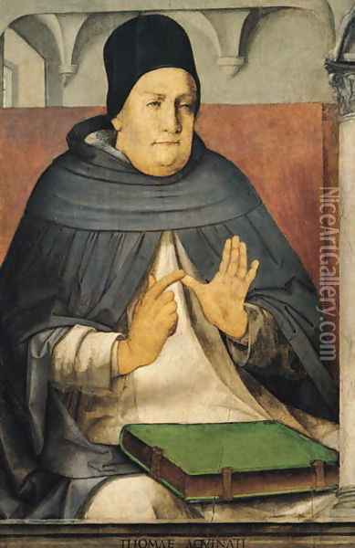 Portrait of St Thomas Aquinas Oil Painting - P. Joos van Gent and Berruguete