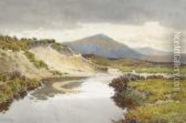 The River Taw, Dartmoor Oil Painting - Arthur Suker