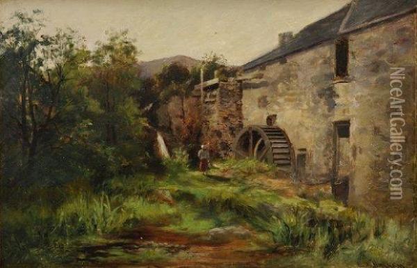 La Ferme, Moulin A Eau Oil Painting - George Graham