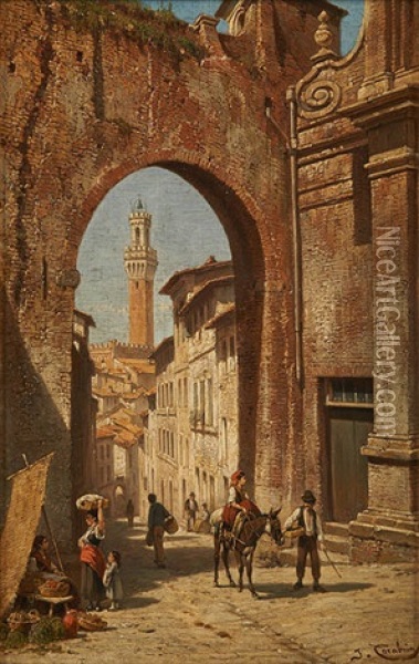 Ruelle Italienne Animee Oil Painting - Jacques Francois Carabain