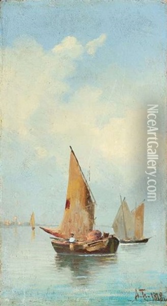 Segelboote Wahrend Einer Flaute Oil Painting - Aleksei Petrovich Bogolyubov