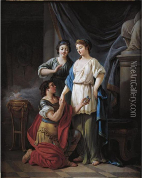 The Proposal Oil Painting - Jean-Baptiste Huet I