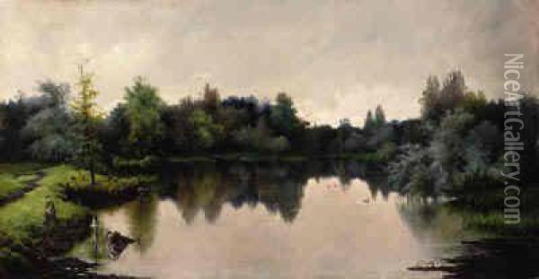 Dusk On The Lake Oil Painting - Karl Klopfer