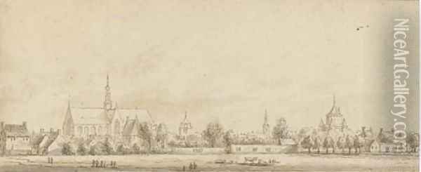 View of a cathedral town Oil Painting - Jan The Elder Vermeer Van Haarlem