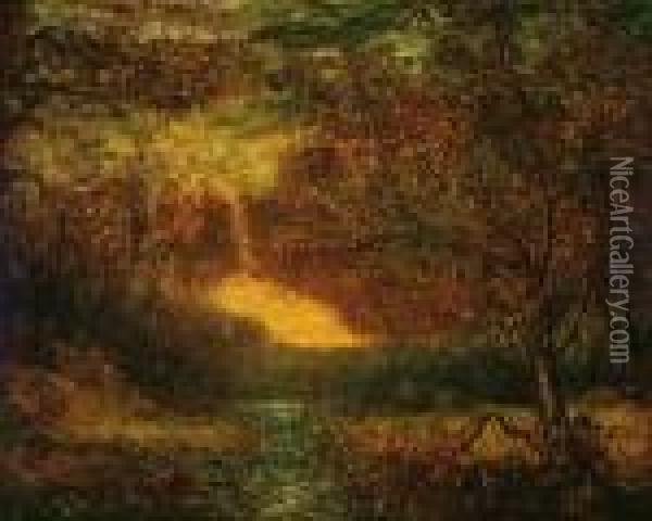 Autumn Landscape, Evening Oil Painting - Hudson Mindell Kitchell