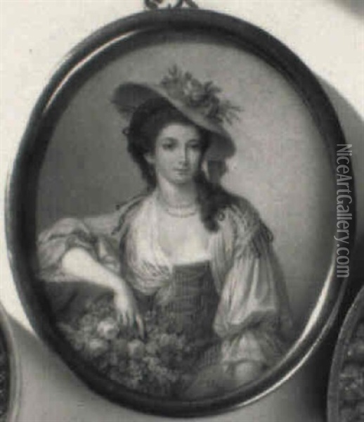 Dreiviertelfiguries Portrat Der Countess Of Harcourt Oil Painting - Angelika Kauffmann