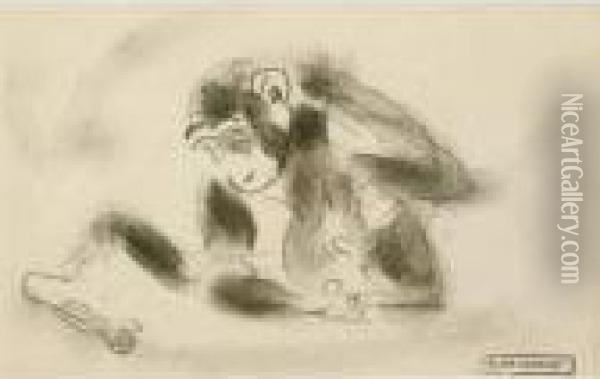 Chimpanze. Oil Painting - Gustave Guetant