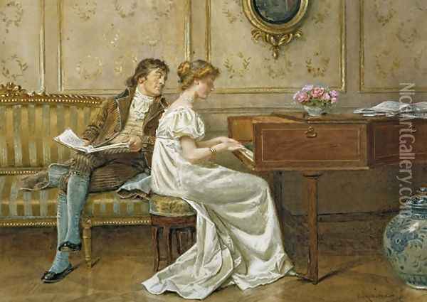 The New Spinet Oil Painting - George Goodwin Kilburne