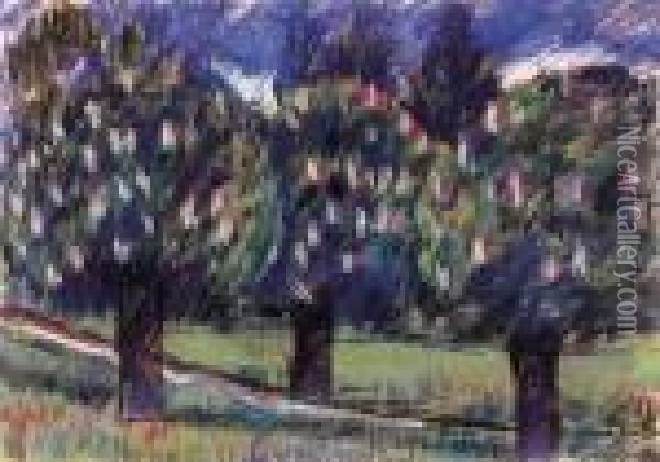 Trees In Bloom Oil Painting - Istvan Nagy