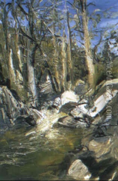 River And Rocks Oil Painting - Arthur Merric Boyd