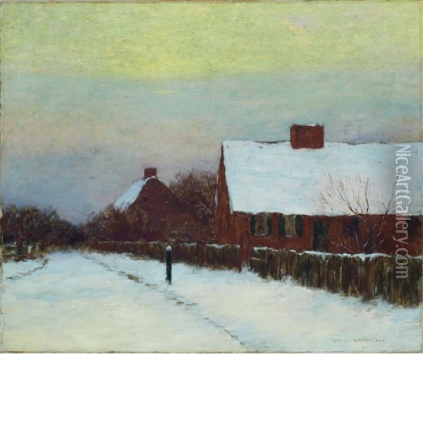 Winter Landscape, Twilight Oil Painting - Bruce Crane
