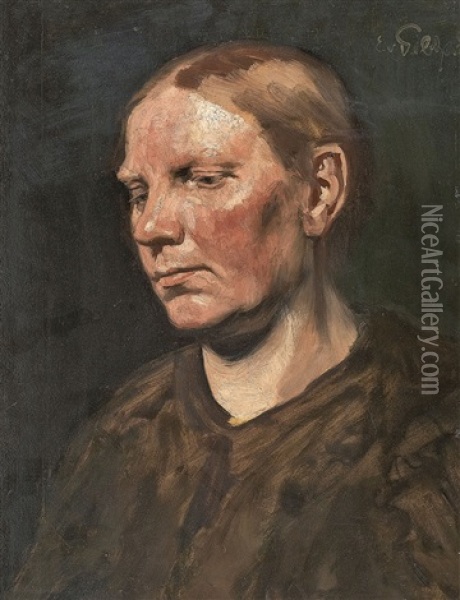 Bildnis Einer Frau Oil Painting - Eduard (Karl-Franz) von Gebhardt