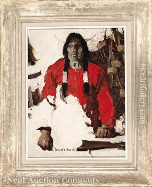 Portrait Of A Native American Hunter Oil Painting - Walt Louderback