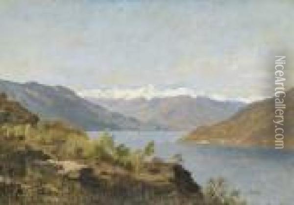 Landschaft Am Vierwaldstattersee. Oil Painting - Johann Joseph Geisser