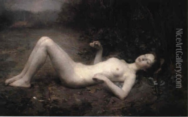 A Nude With A Mandoline Oil Painting - Georges Callot