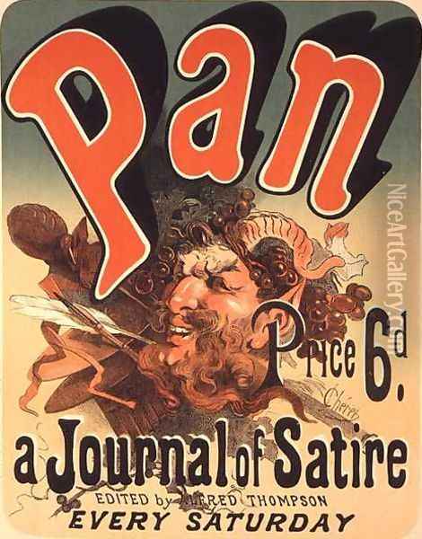 Reproduction of a poster advertising 'Pan', a journal of satire Oil Painting - Jules Cheret