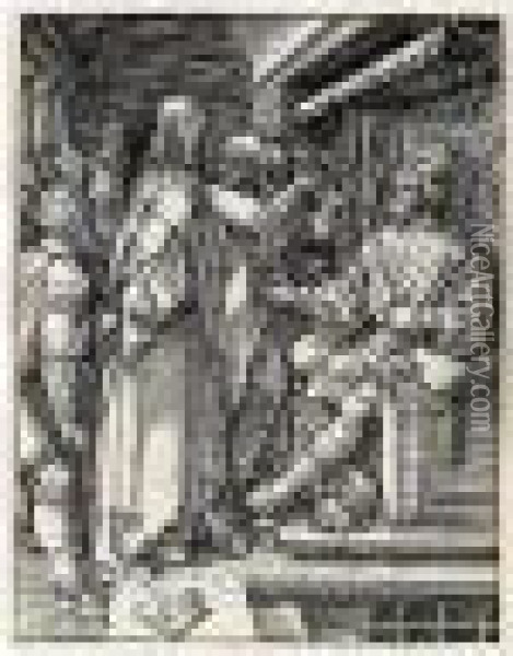 Christ Before Herod (b.32; M., Holl.141) Oil Painting - Albrecht Durer