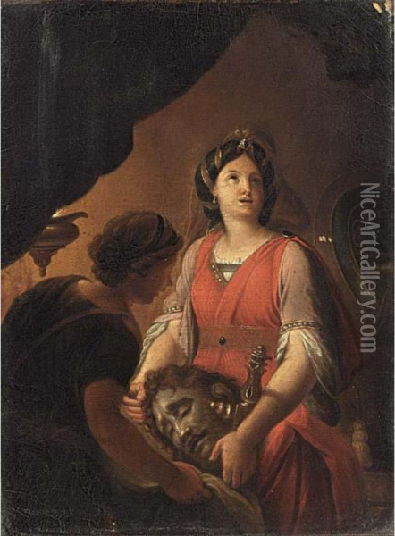 Judith And Her Servant With The Head Of Holofernes Oil Painting - Jean Raoux