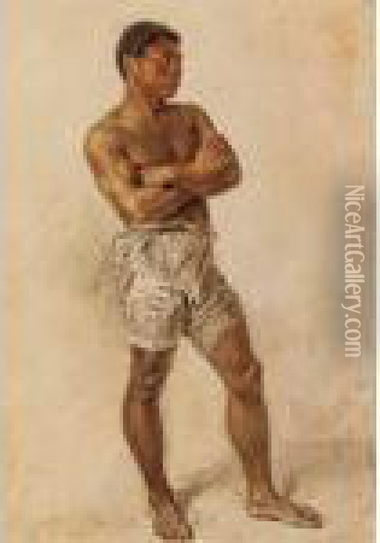 Study Of A Boxer Oil Painting - William Henry Hunt