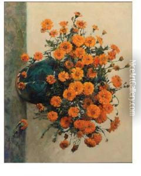 Afrikaantjes - Marigolds Oil Painting - Frans David Oerder