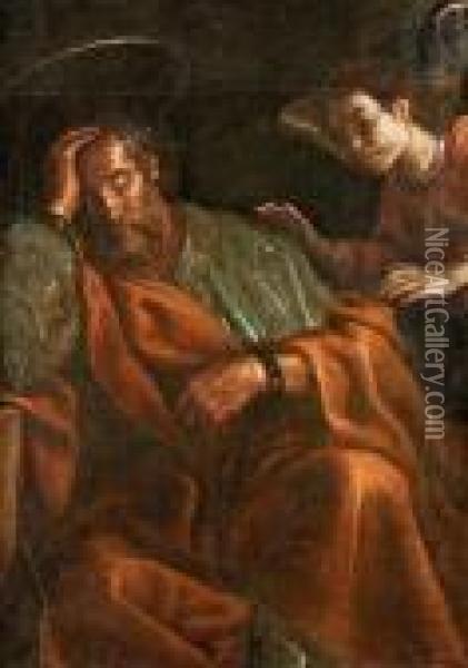 Male Saint In Fetter Oil Painting - Michelangelo Merisi Da Caravaggio