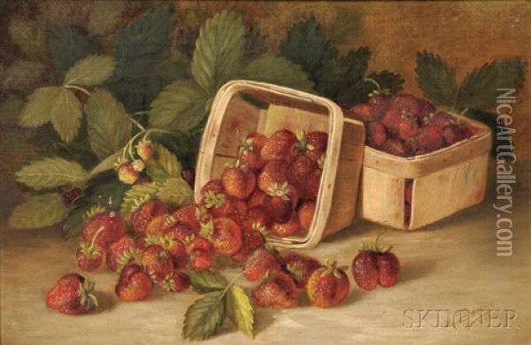 Still Life With Baskets Of Strawberries Oil Painting - John Clinton Spencer