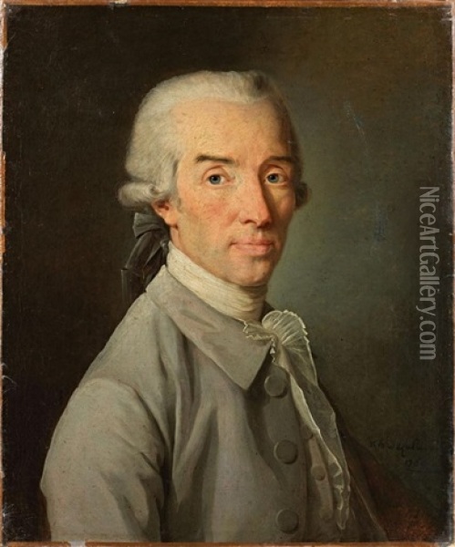 Portrait De Gentilhomme En Costume Gris Oil Painting - Nicolas Benjamin Delapierre