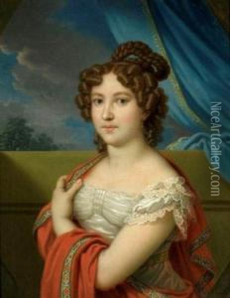 Female Portrait Oil Painting - Johann Baptist Ii Lampi