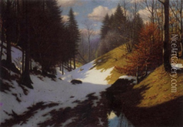 Early Spring Oil Painting - Fritz Mueller-Landeck