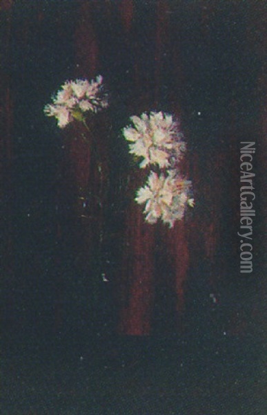 Opstilling Med Blomster I Glasvase Oil Painting - Augusta Dohlmann