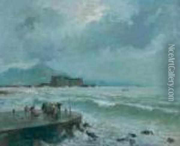 Mareggiata Sul Golfo Di Napoli Oil Painting - Attilio Pratella