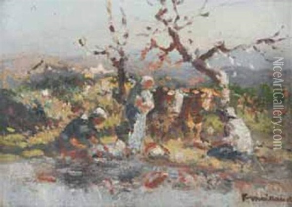 La Pause A L'automne Oil Painting - Fernand Maillaud
