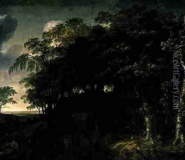 Forest Landscape with Hunters 1651 Oil Painting - Jan Looten