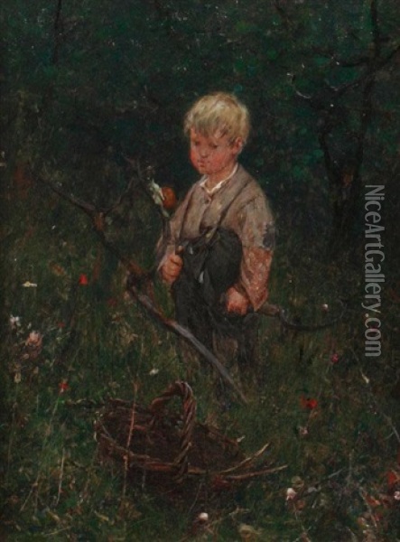 Boy With A Scythe Oil Painting - Ernest Noir